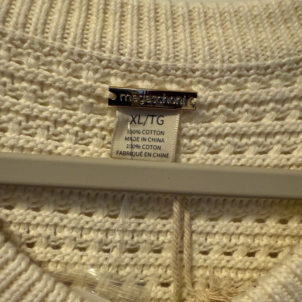 NWT Magaschoni Cream Sleeveless Knit Cardigan Vest, Size XL - Picture 5 of 8